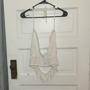 White Lace Pullover Halter Crop Top Size XL